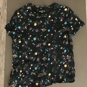 Stars and planets space print t-shirt